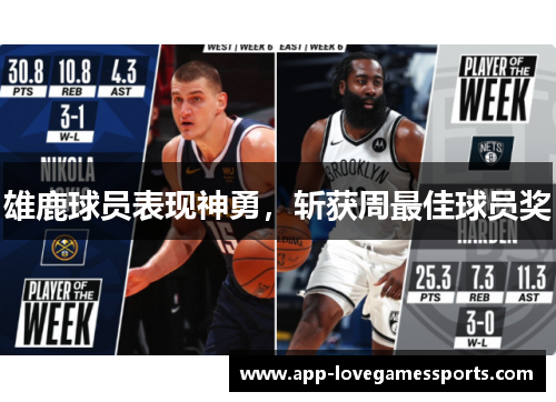 雄鹿球员表现神勇，斩获周最佳球员奖